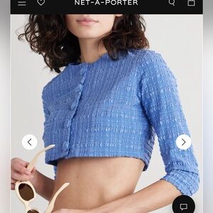 Lisa Marie Fernandez - The Cardigan in Blue Striped SeerSucker - NWT - Sz 1 - XS